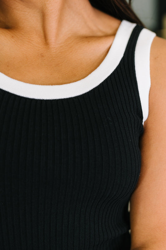 Handled It Contrast Trim Tank in Black boutique apparel from Mollie Mae Boutique