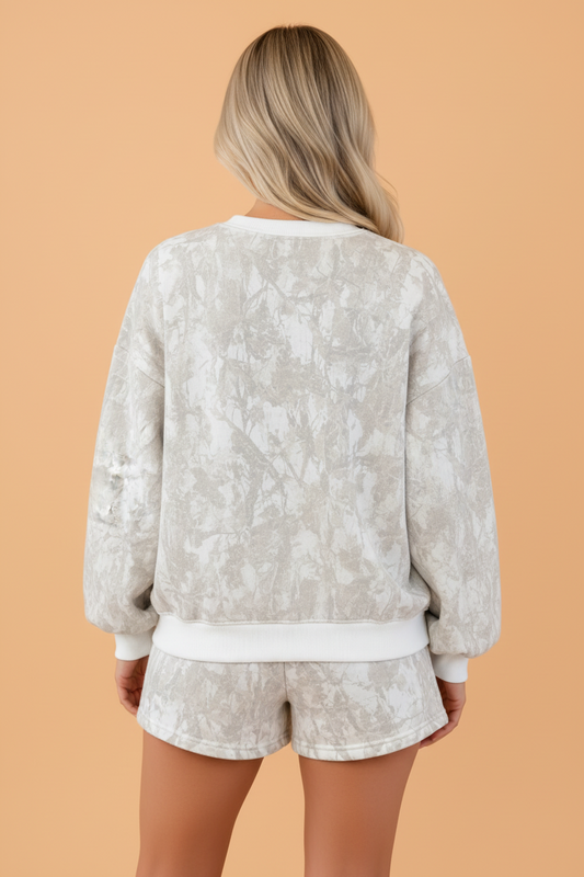 Woodland Camo Long Sleeve Top & Shorts Set