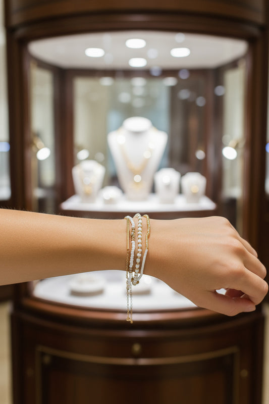 Poised & Polished Bracelet Set in White and Gold