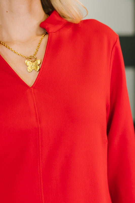 Portfolio Quarter Sleeve Dress in Red