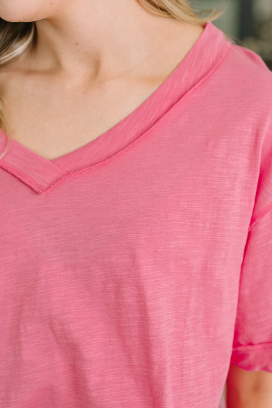 Thanks To You Relaxed Tee in Pink boutique fashion from Mollie Mae Boutique