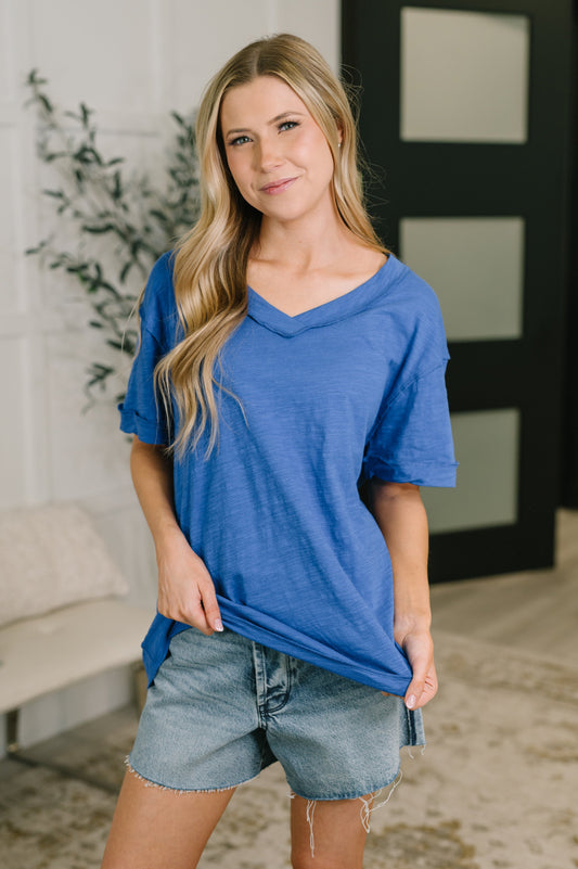 Thanks To You Relaxed Tee in Royal Blue boutique fashion from Mollie Mae Boutique