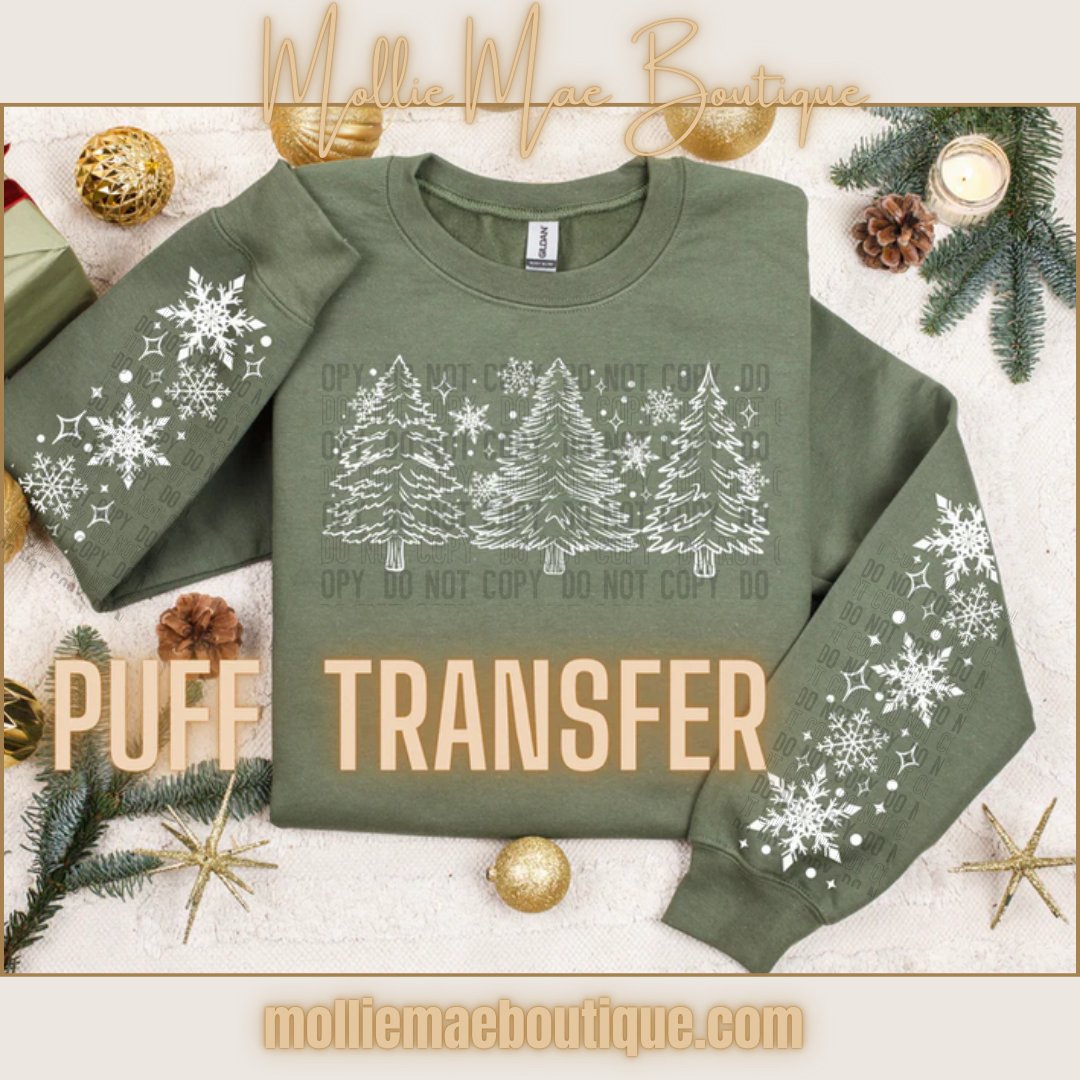 White Tree Puff Print Sweatshirt