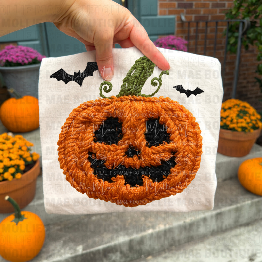 Faux Knit Jack-O-Lantern Graphic Tee / Crewneck