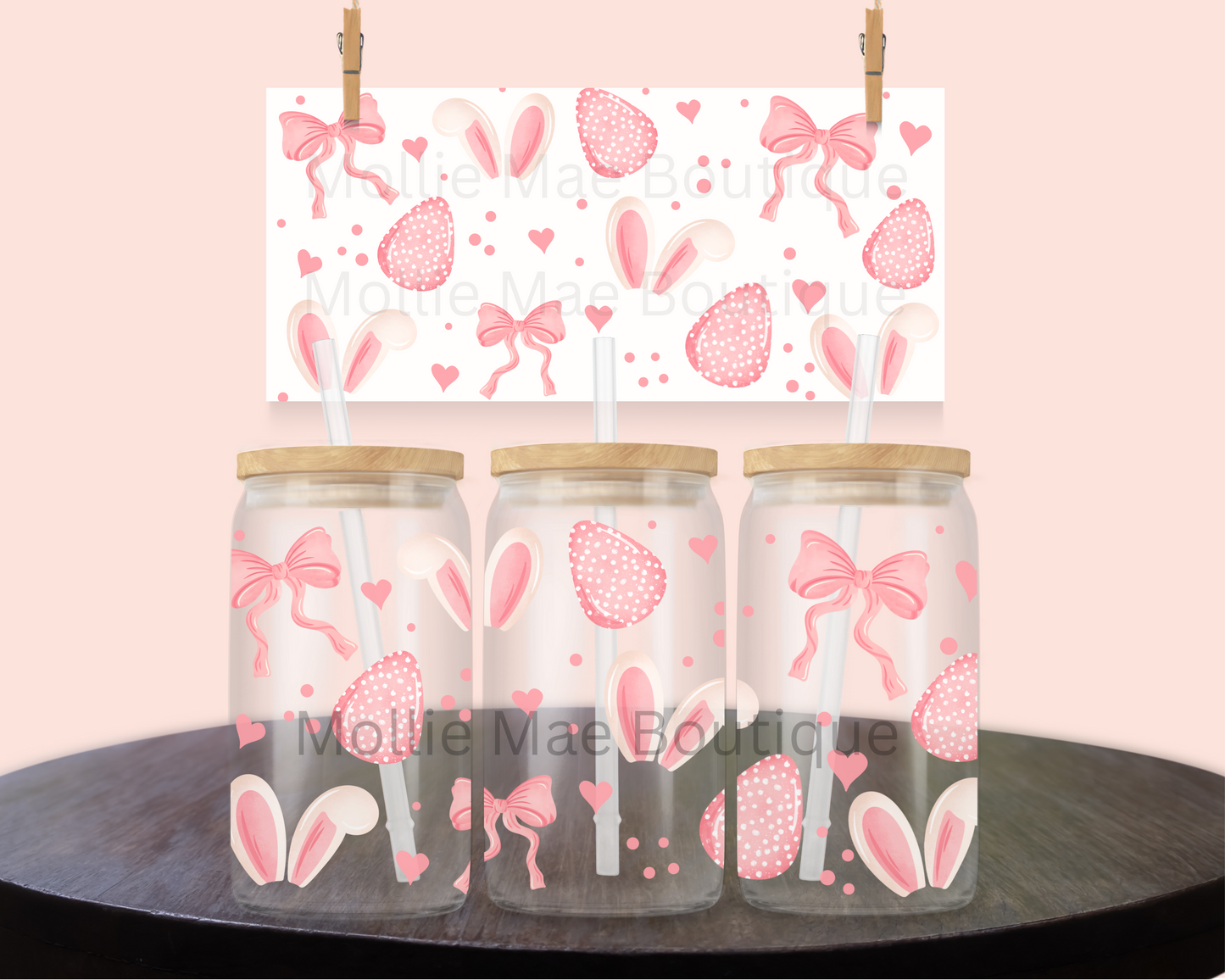 Pink Easter Wrap Glass Jar