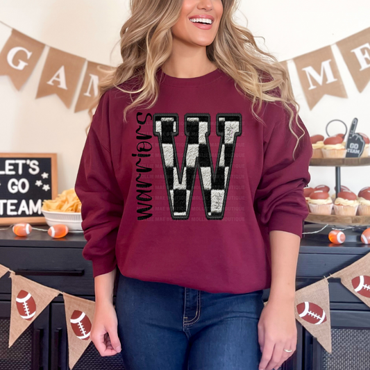 Warriors Checkered W Graphic Tee or Crewneck