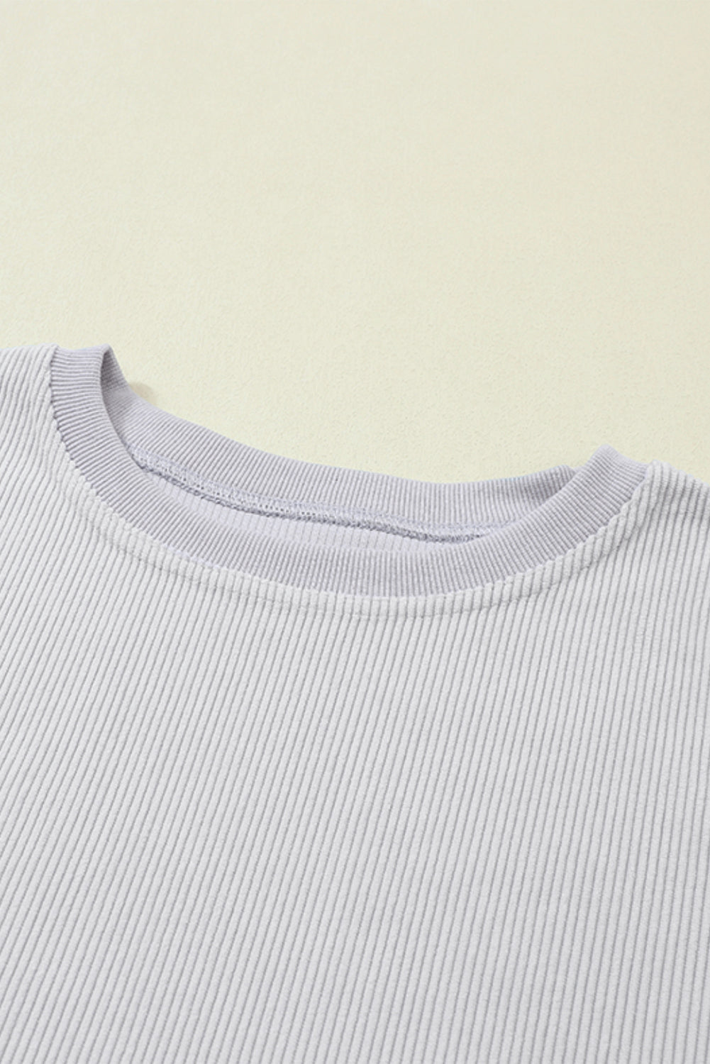 White ribbed corduroy oversized long sleeve sweatshirt with cozy boutique styling