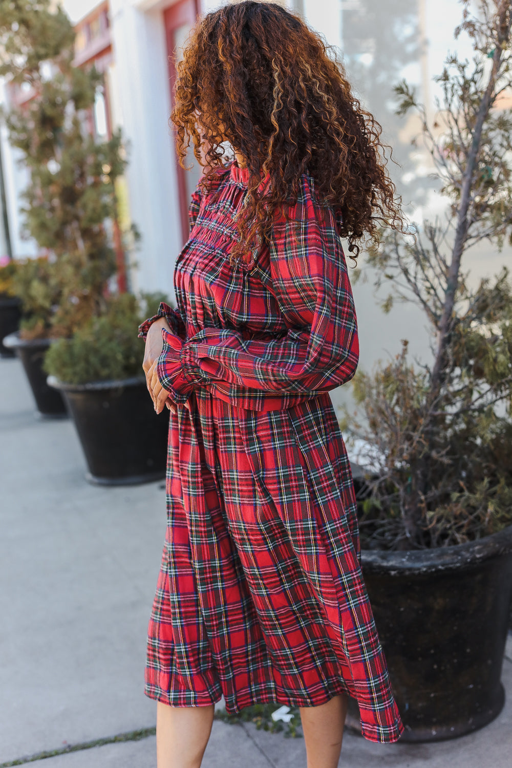 Hunter Red Plaid Check Woven Pocketed Dress