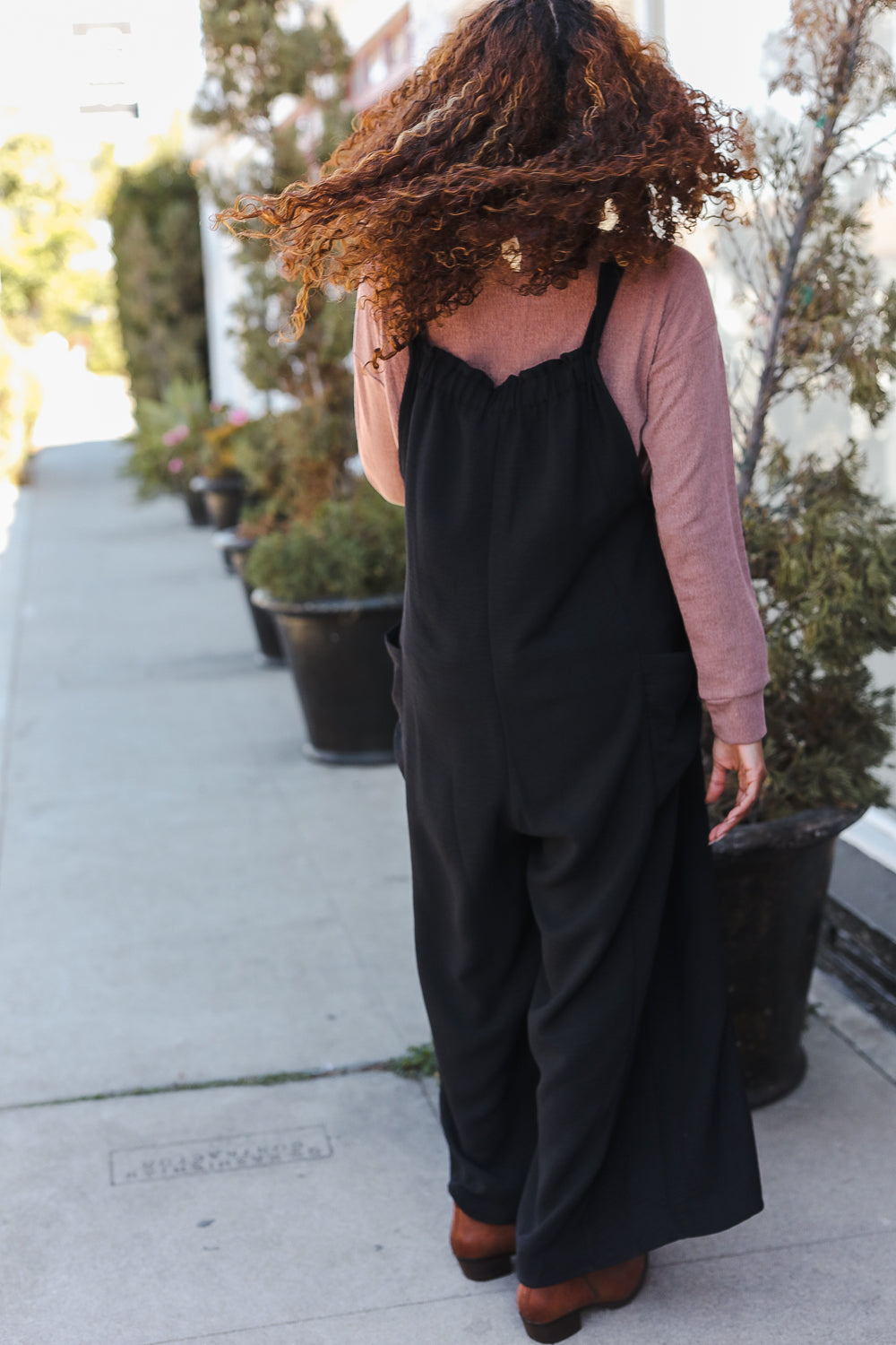 Black Wide Leg Adjustable Baggy Bib Jumpsuit