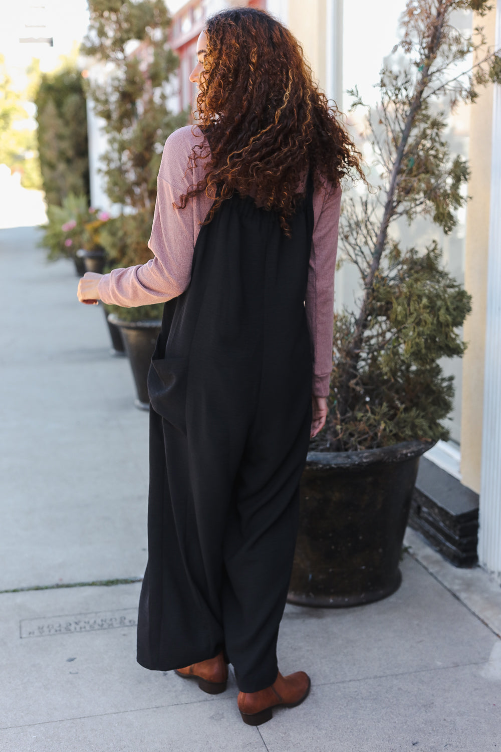 Black Wide Leg Adjustable Baggy Bib Jumpsuit