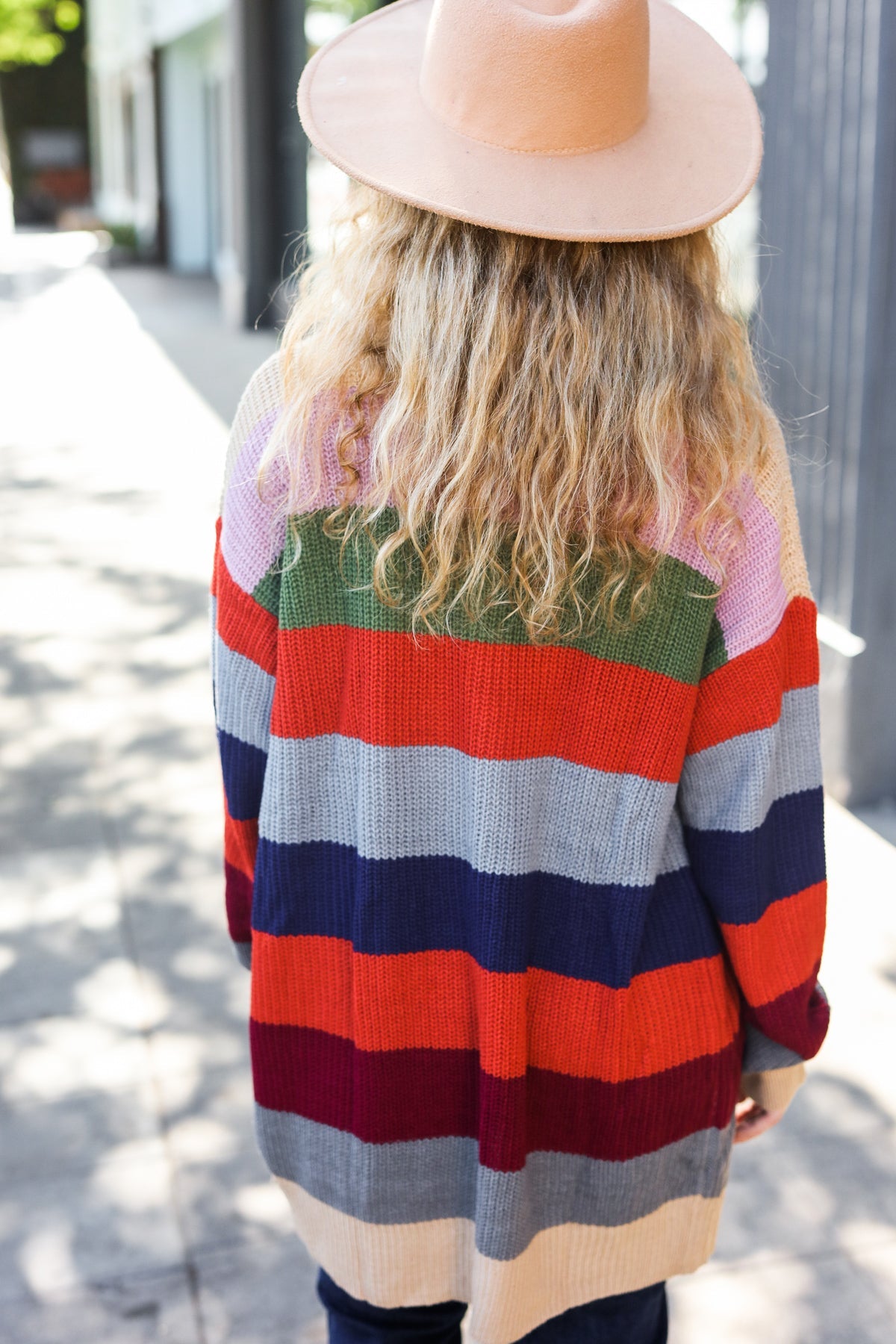 Haptics Multicolor Striped Slouchy Open Cardigan