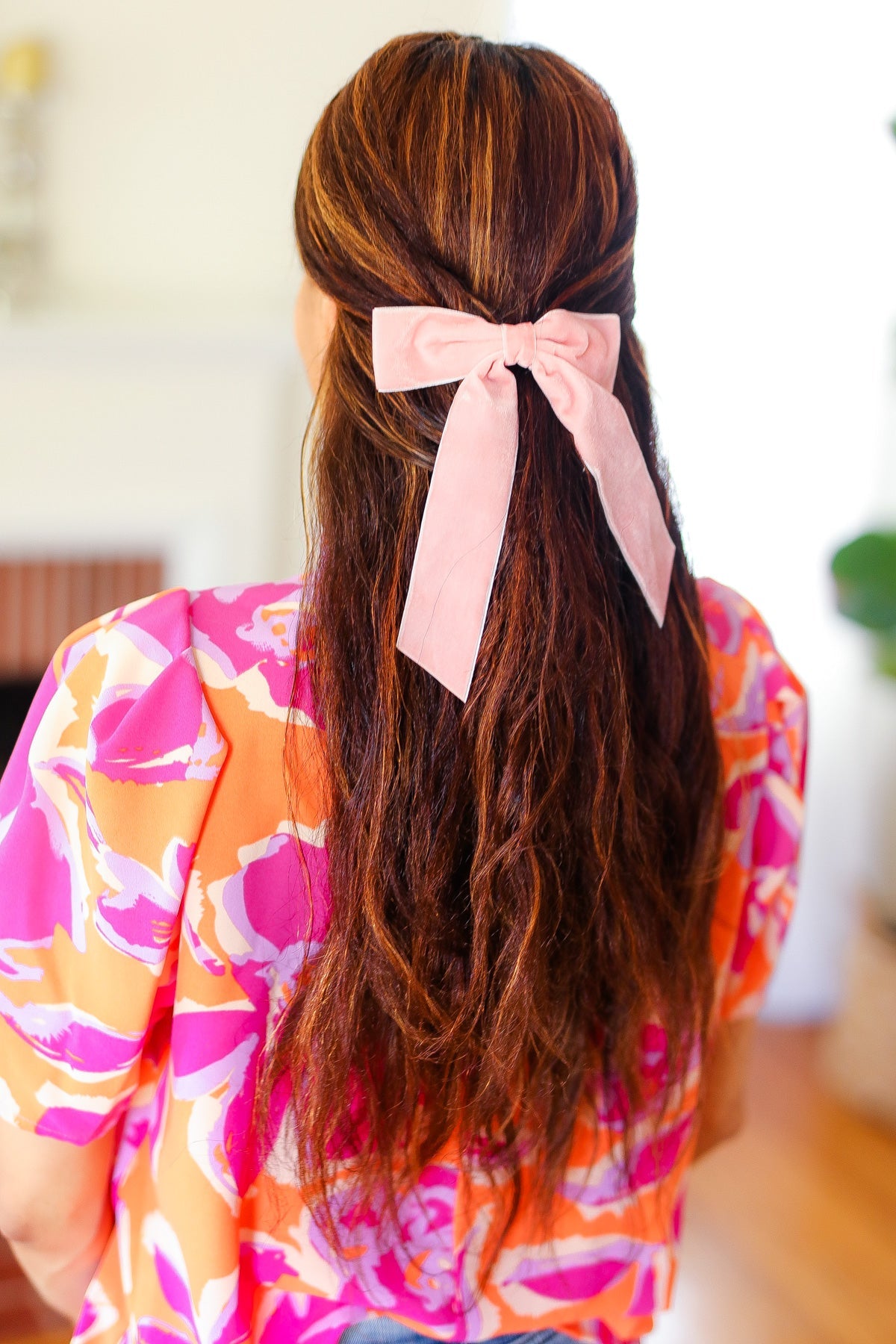 ICON Soft Pink Velvet Barrette Clip Bow