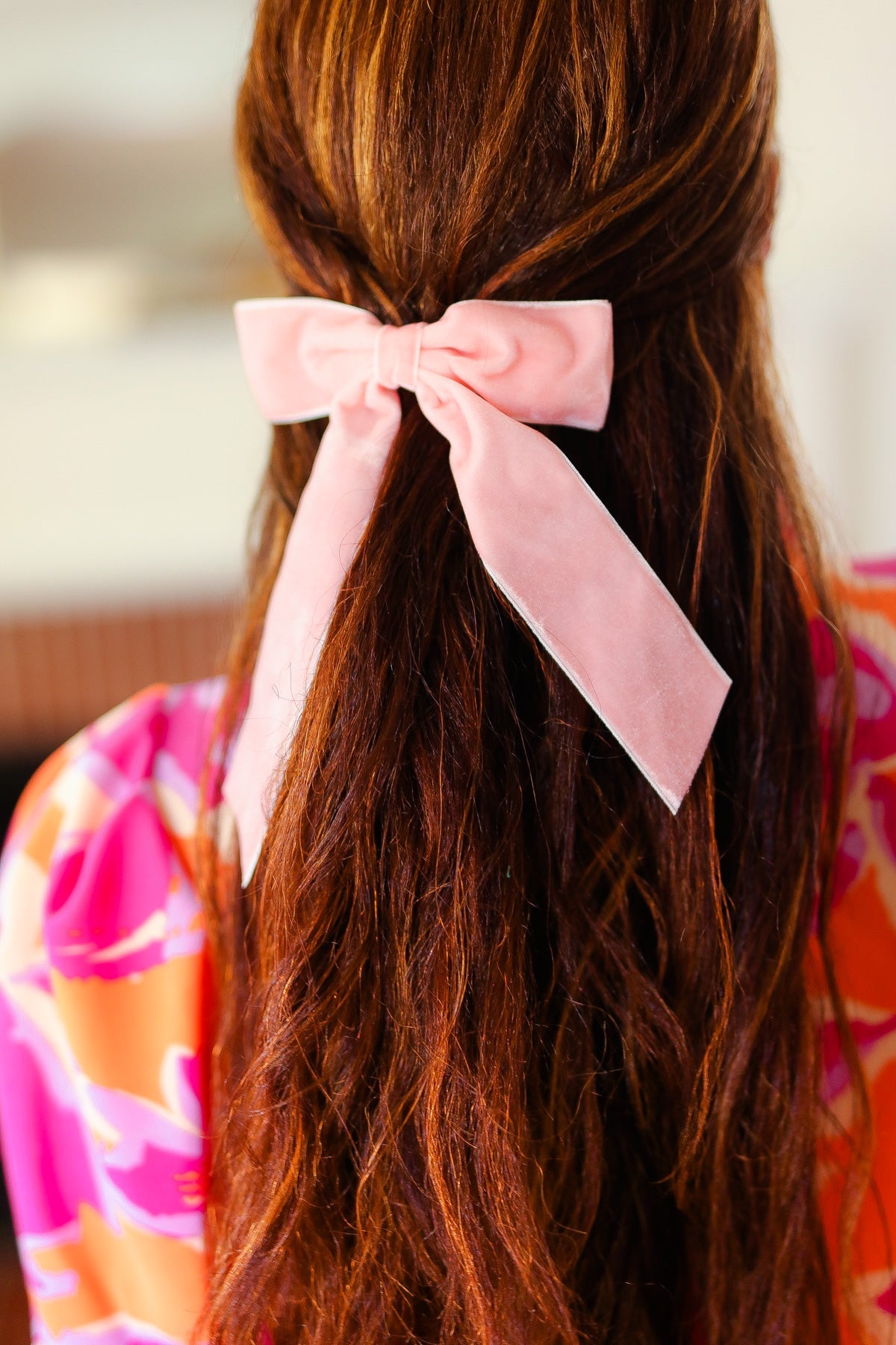 ICON Soft Pink Velvet Barrette Clip Bow