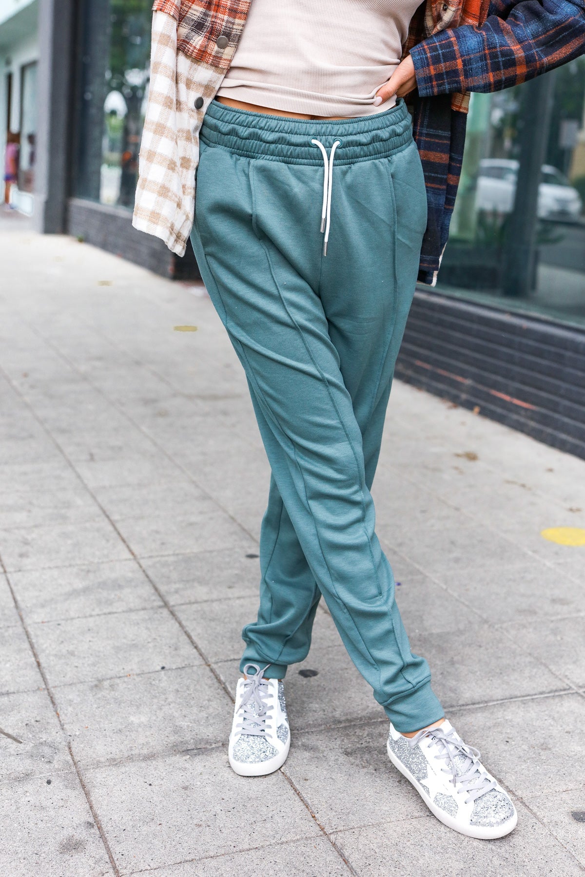 Zenana Ash Jade Knit Front Seam Sweatpants