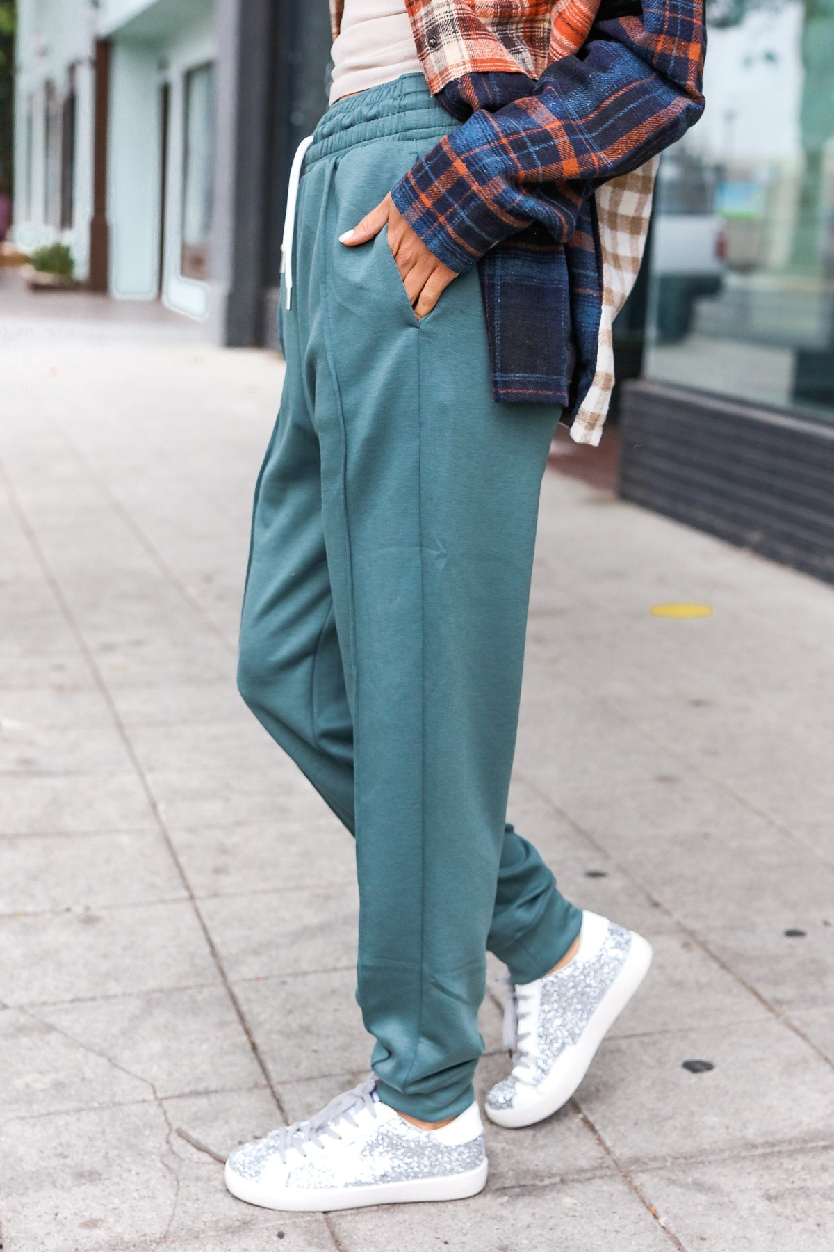 Zenana Ash Jade Knit Front Seam Sweatpants