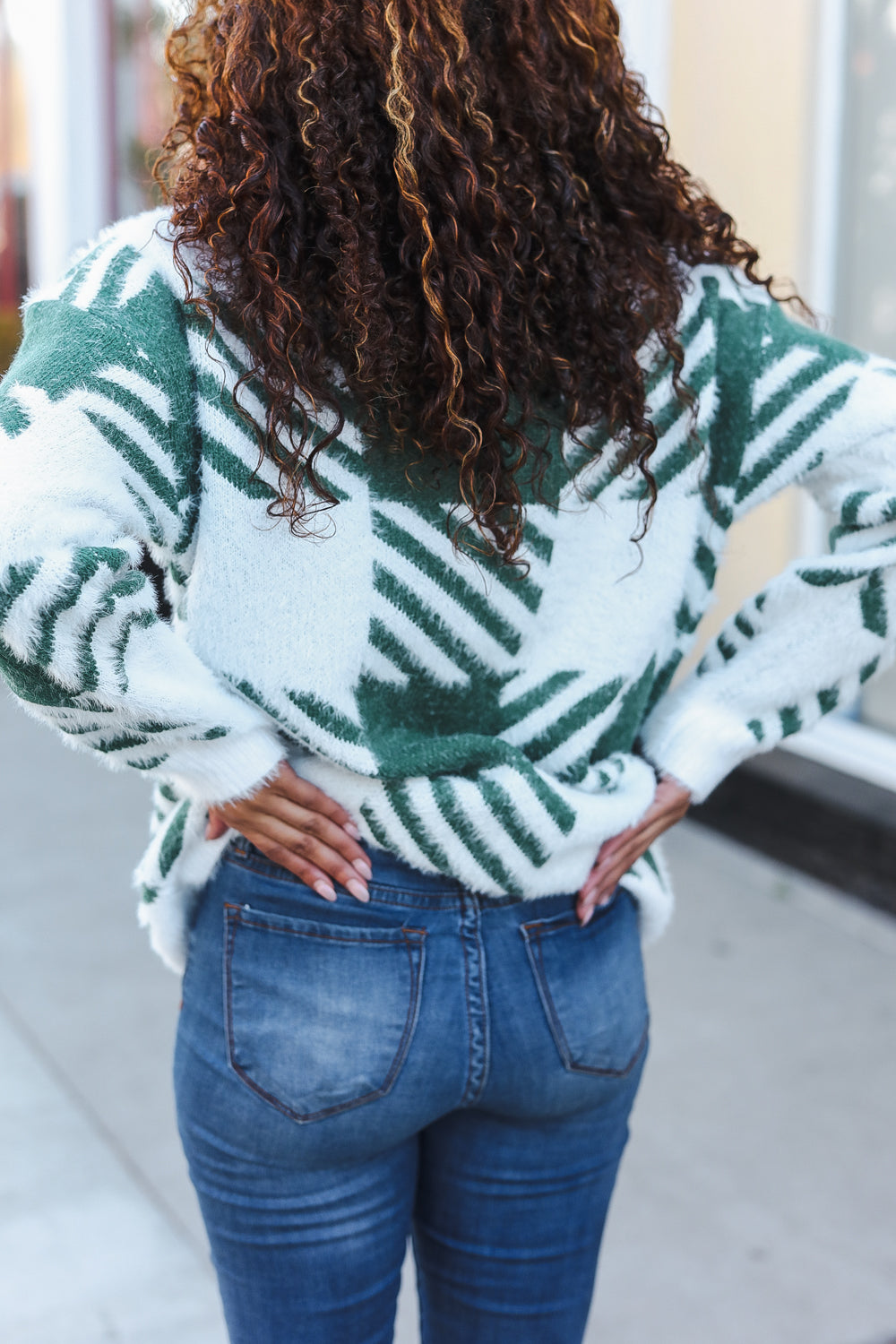 Green Plaid Soft Brushed Hairy Sweater