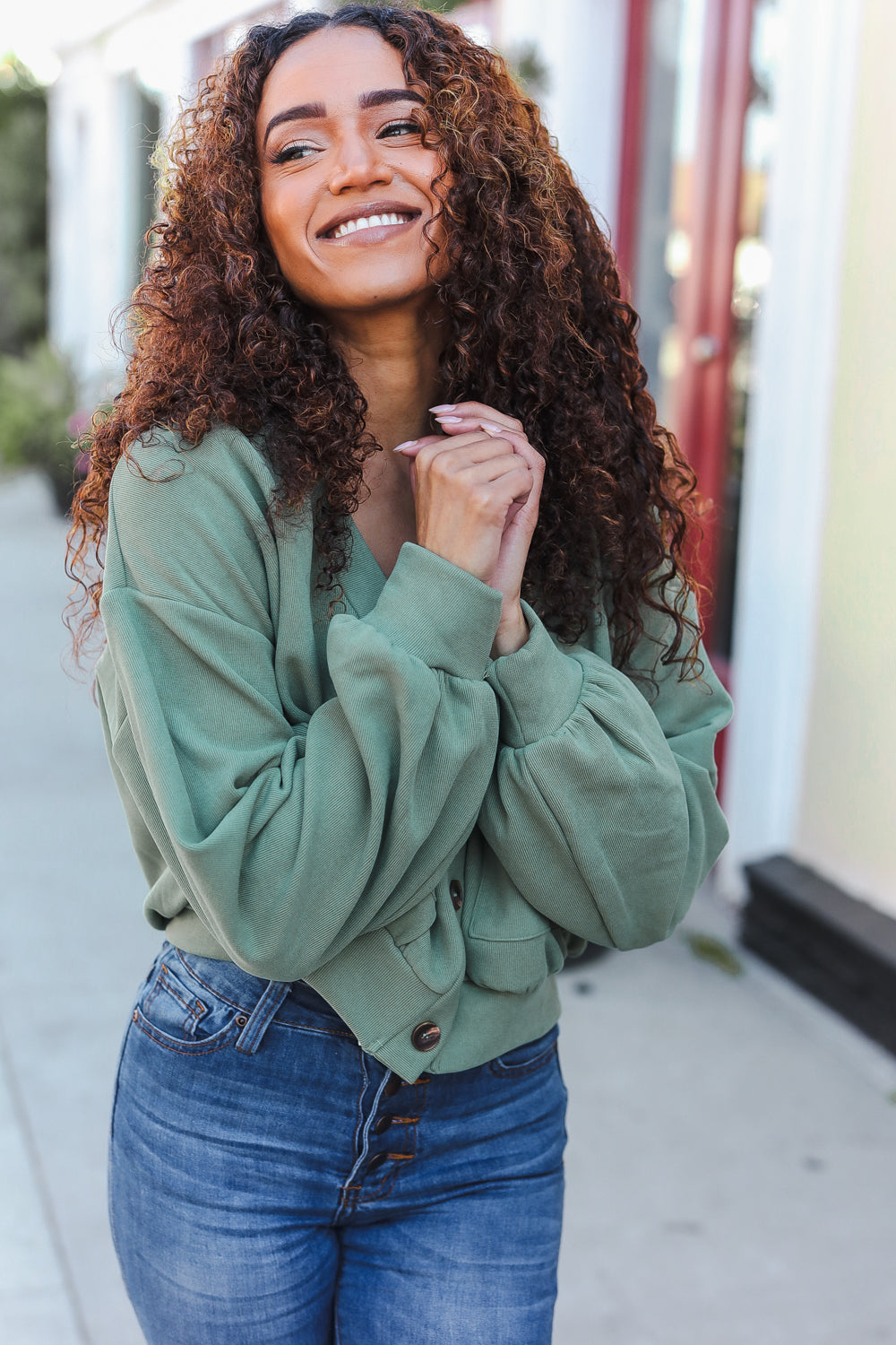 Lime Green Boyfriend Button Down Cropped Jacket