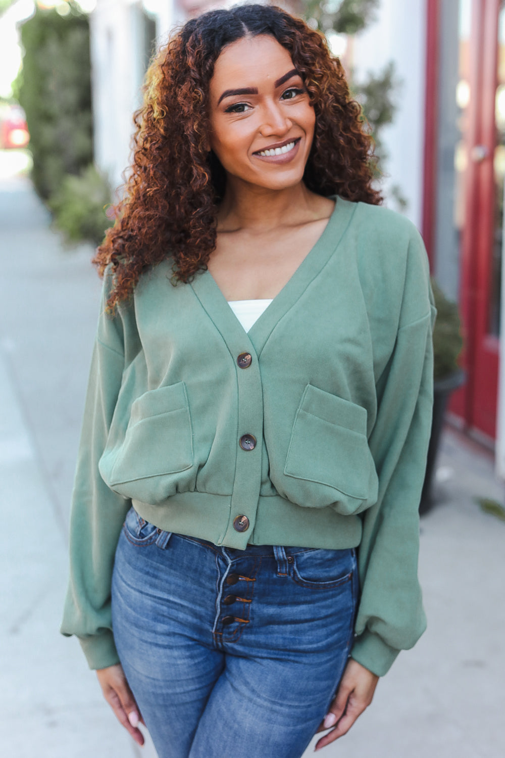 Lime Green Boyfriend Button Down Cropped Jacket