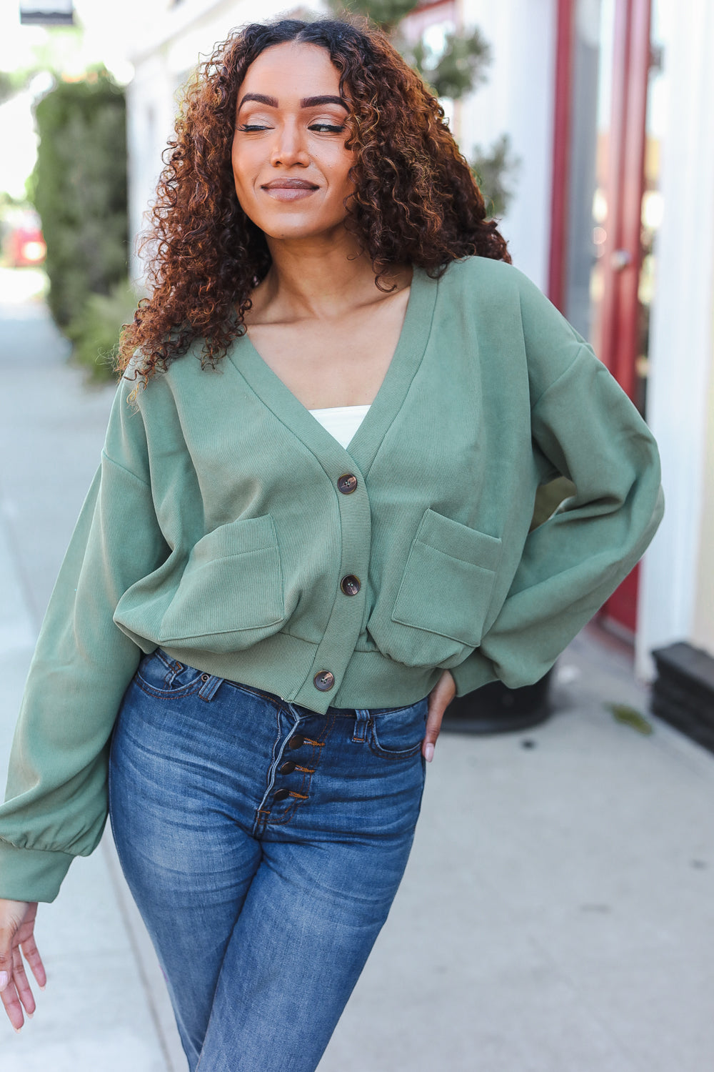 Lime Green Boyfriend Button Down Cropped Jacket