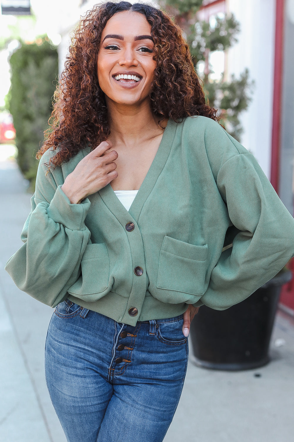 Lime Green Boyfriend Button Down Cropped Jacket