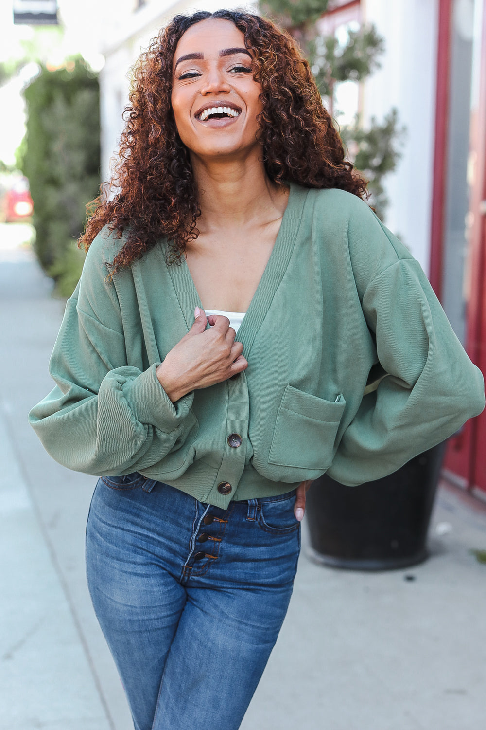 Lime Green Boyfriend Button Down Cropped Jacket