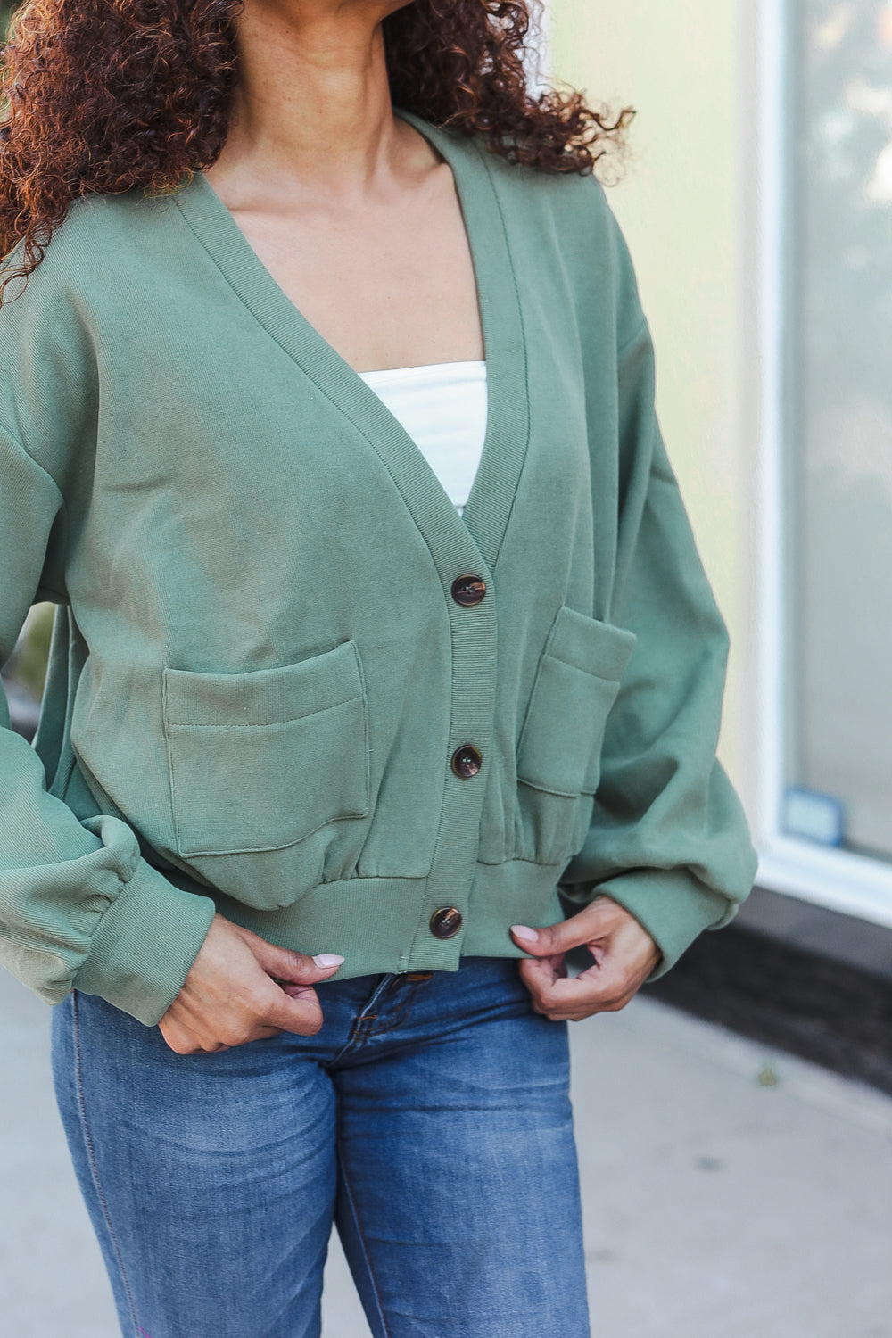 Lime Green Boyfriend Button Down Cropped Jacket