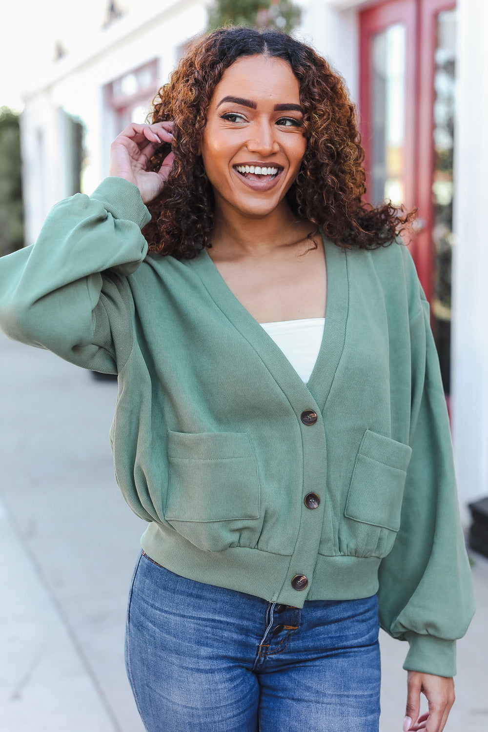 Lime Green Boyfriend Button Down Cropped Jacket