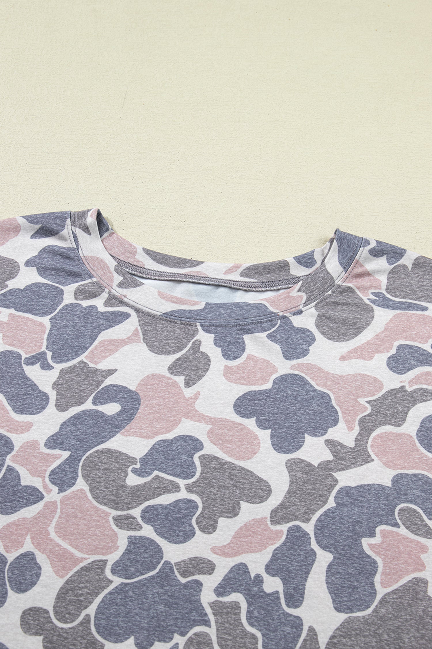 Multicolour Plus size multicolor camo tee and drawstring shorts set with relaxed fit and casual boutique loungewear style