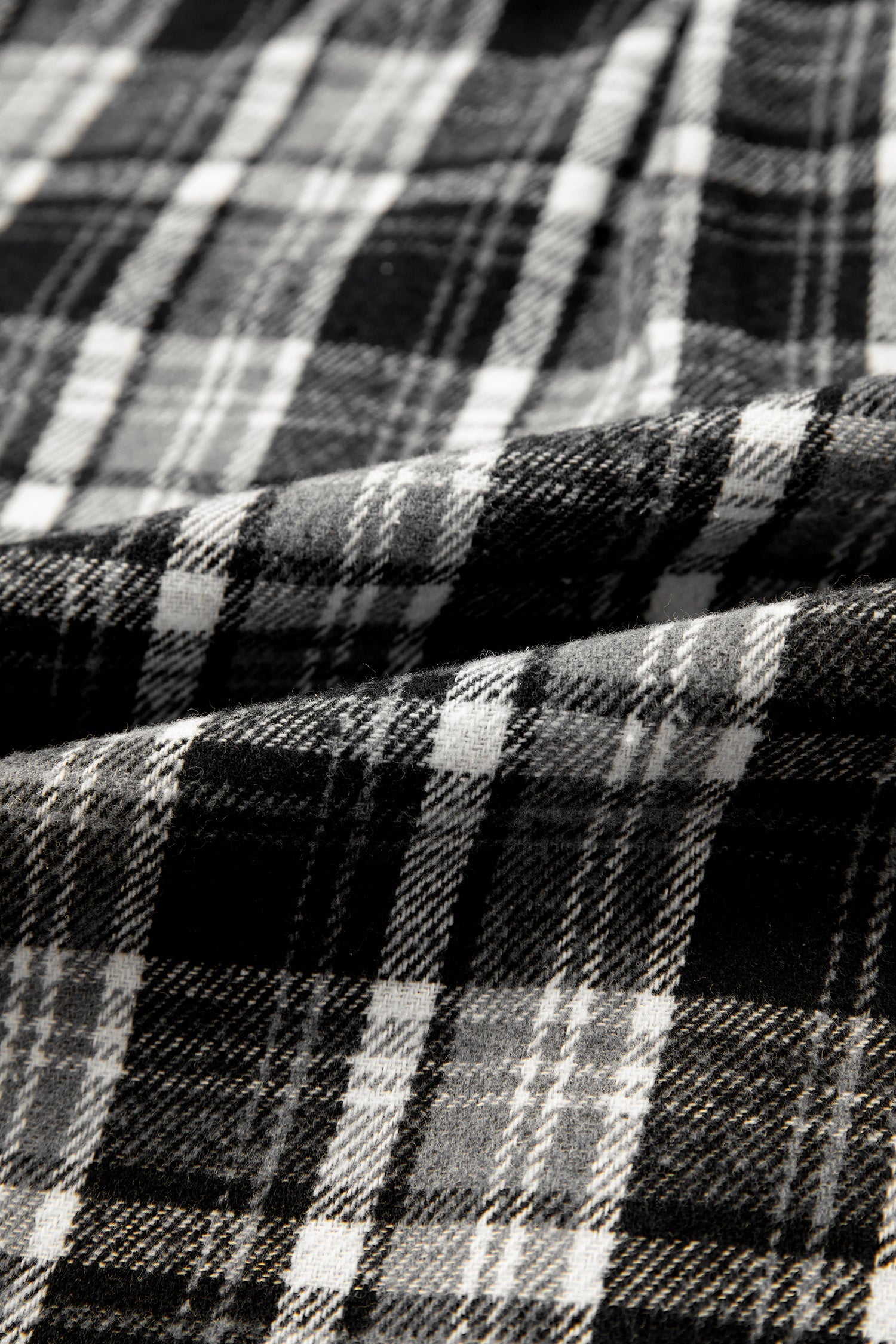 Black Plus Size Plaid Chest Pocket Long Sleeve Shacket with plaid detail women's boutique fashion