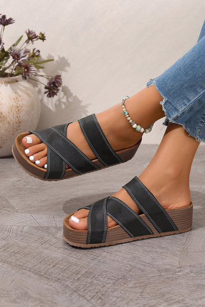 Kathryn Band Retro Platform Slippers boutique apparel from Mollie Mae Boutique