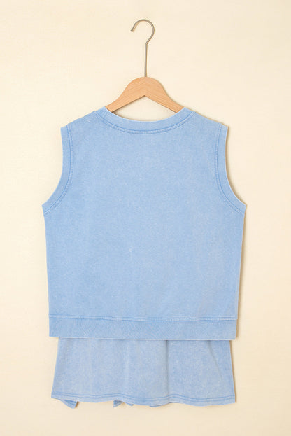 Phalaenopsis Mineral wash tank top and lined skort set with soft washed color, comfortable fit, and sporty boutique summer style