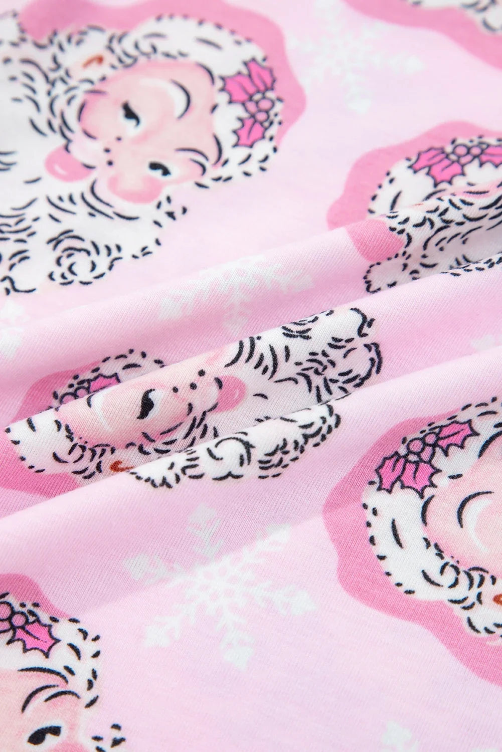 pink Santa Christmas V-neck tee and drawstring pants boutique pajama set