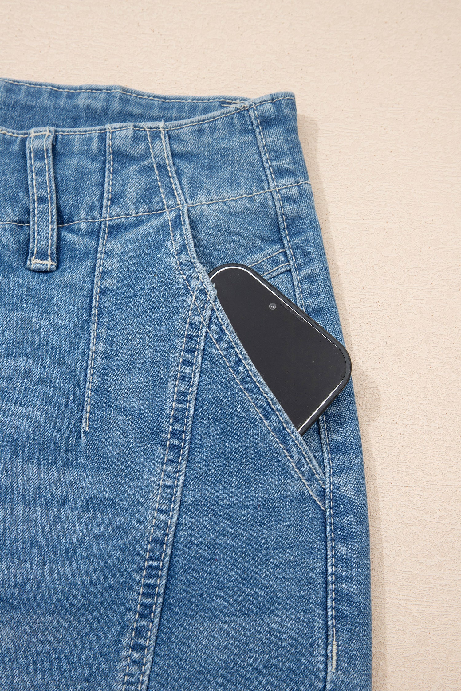 Sky Blue medium wash high waist barrel leg jeans with medium wash denim, high waist and relaxed barrel-leg silhouette, women’s boutique fashion