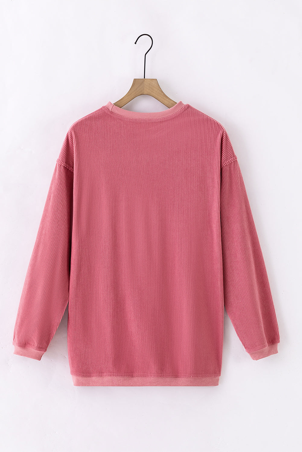 Dark Grey ribbed corduroy oversized long sleeve sweatshirt with cozy boutique styling