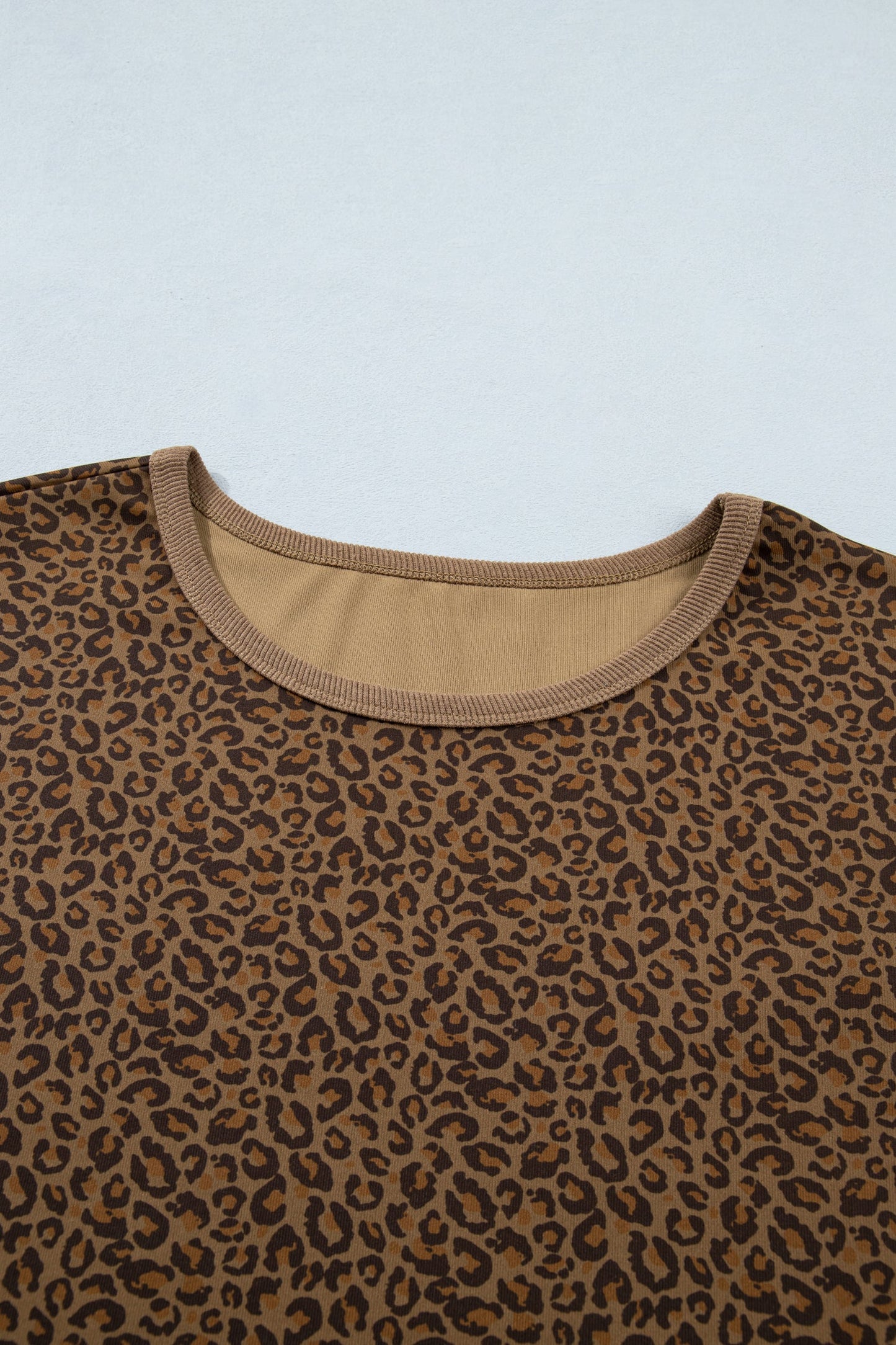 Plus Size Leopard Ribbed Trim Short Sleeve Tee Pretty Bash women's boutique top from Mollie Mae Boutique
