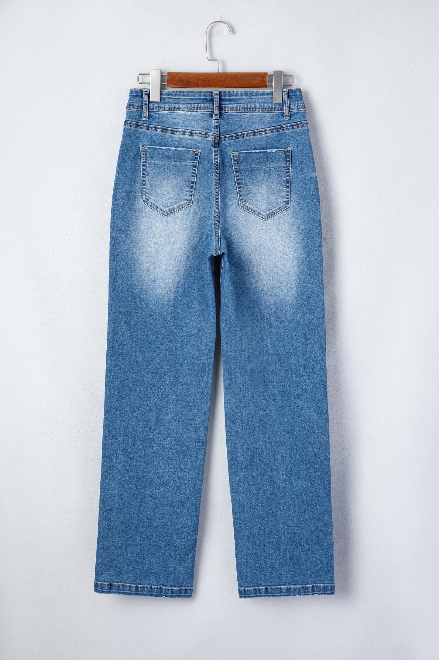 acid wash denim straight leg jeans in blue myosotis wash for women