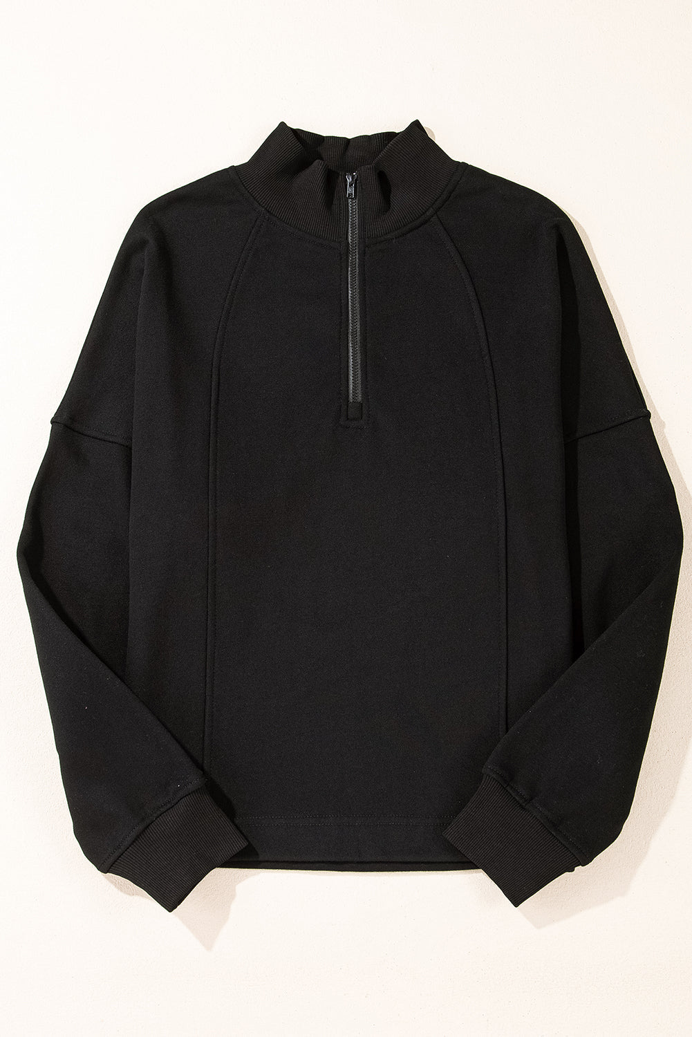fuchsia zip neck drop shoulder relaxed boutique sweatshirt
