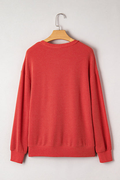 evergreen MERRY JOLLY Christmas long sleeve corded boutique top