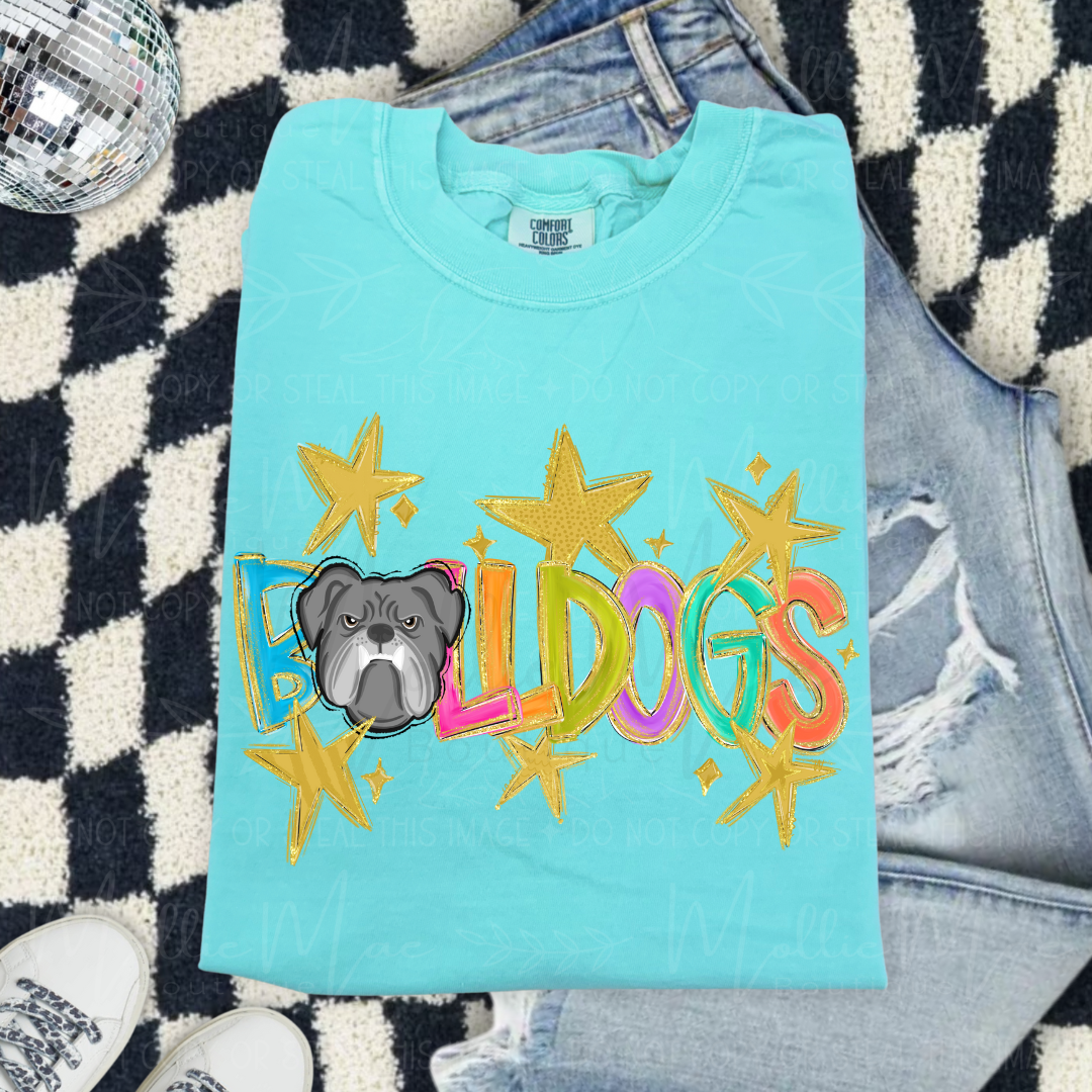 Bulldogs Stars Graphic Tee – Neon Cantaloupe