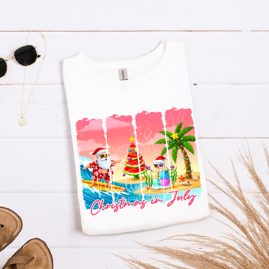 Christmas in July Beach Panel Tee