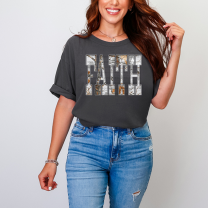 FAITH Grey Camo Graphic Tee