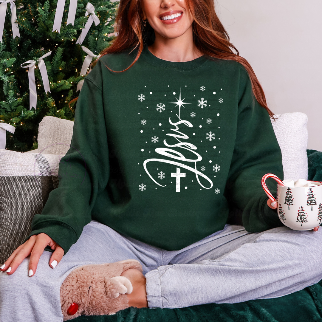 Jesus Christmas Tree Graphic Sweatshirt