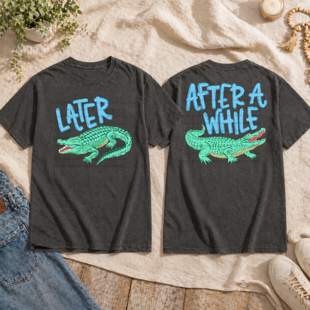 Later Gator Afterwhile Crocodile Coastal Stripe Graphic Tee - Blue