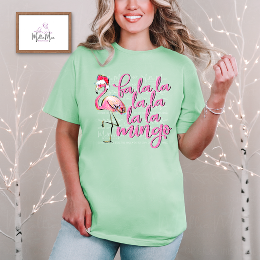 Fa La La La Flamingo Graphic Tee – Gildan Softstyle Mint