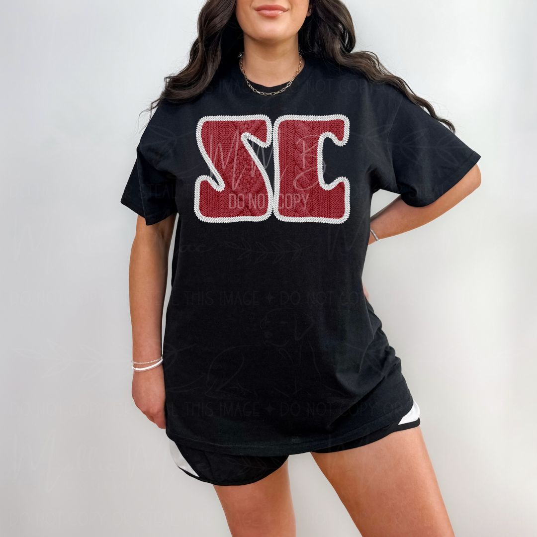 SEC College Faux Knit Graphic Sweatshirt or Tee