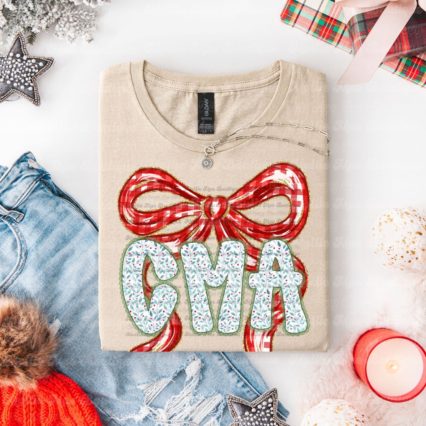 Merry CMA Bow Christmas Sweatshirt or Tee