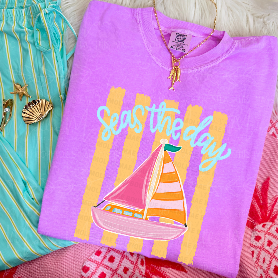 Seas the Day Sailboat Graphic Tee