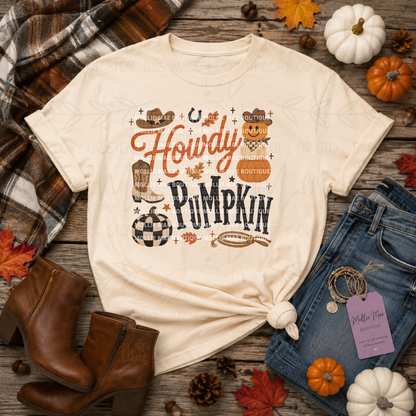 Howdy Pumpkin Western Comfort Colors Fall Graphic Tee