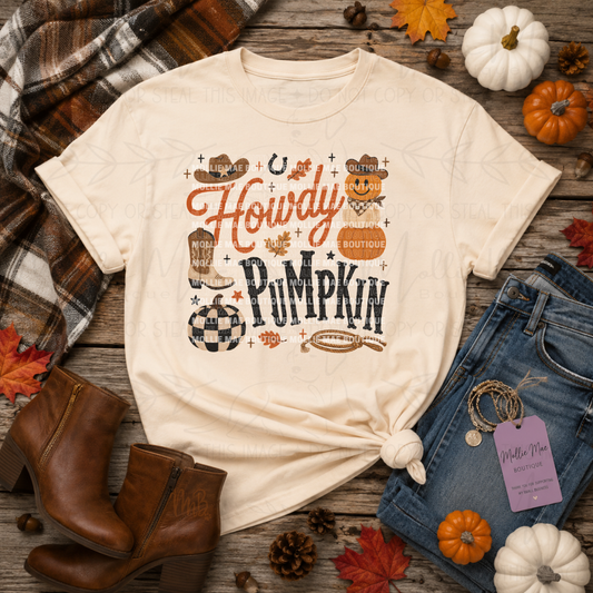 Howdy Pumpkin Western Comfort Colors Fall Graphic Tee