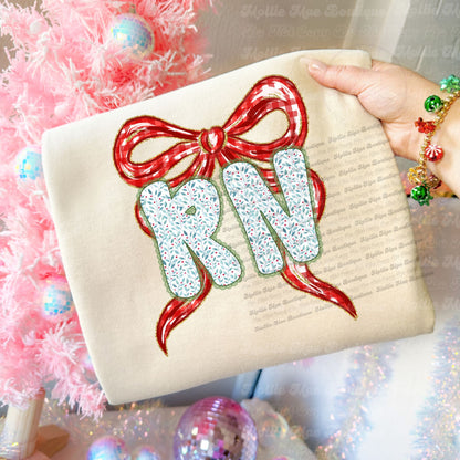 Merry RN Bow Christmas Sweatshirt or Tee